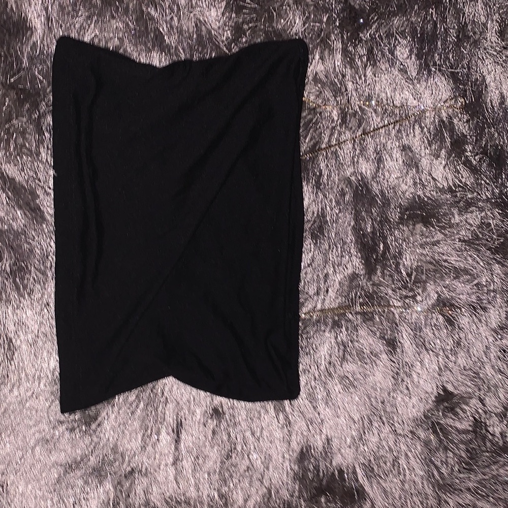 Black crop top with rhinestone straps
